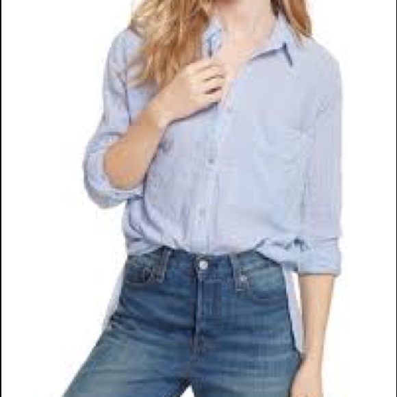 Free People Tops - NWOT Free People Blue White Striped Top